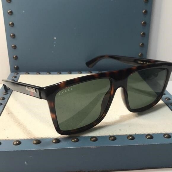Gucci GG0748S 003 Havana/Green Rectangular Sunglasses – New Authentic ✨ - Picture 2 of 7